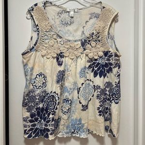 Embroidered Neckline Sleeveless